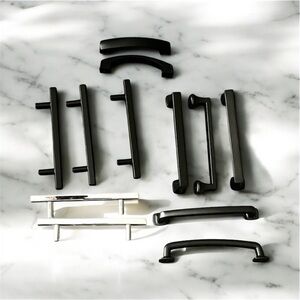 Eclectic Black and Silver Drawer Handles Total 12 High End